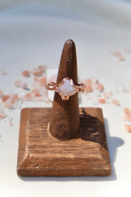 Moonstone Copper Intricate Wrapped Ring