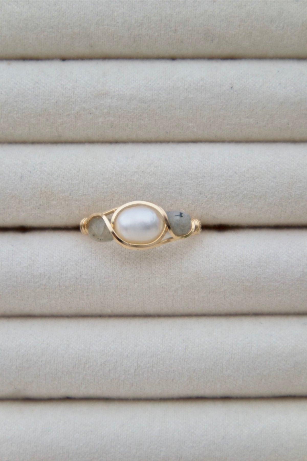 Labradorite Pearl Ring