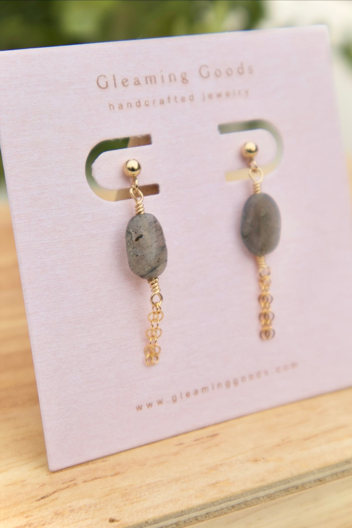 Labradorite Chain Tassel Studs Earrings