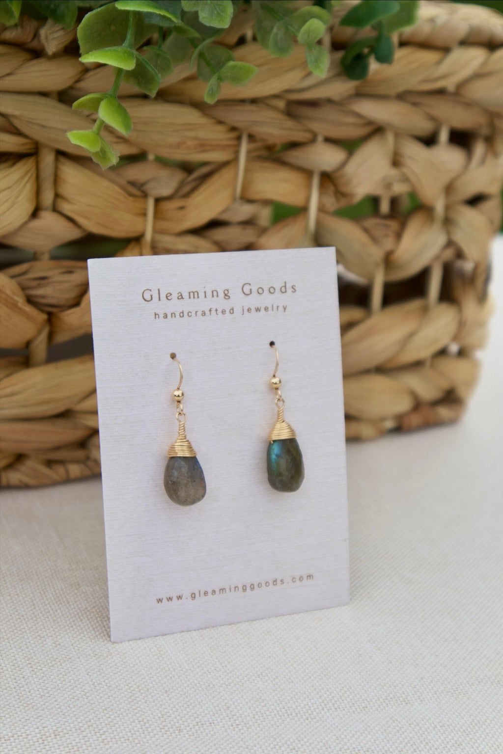 Gold Filled Faceted Labradorite Stone Earrings