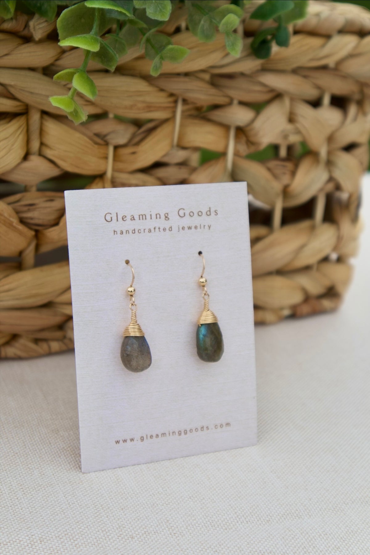 Gold Filled Faceted Labradorite Stone Earrings