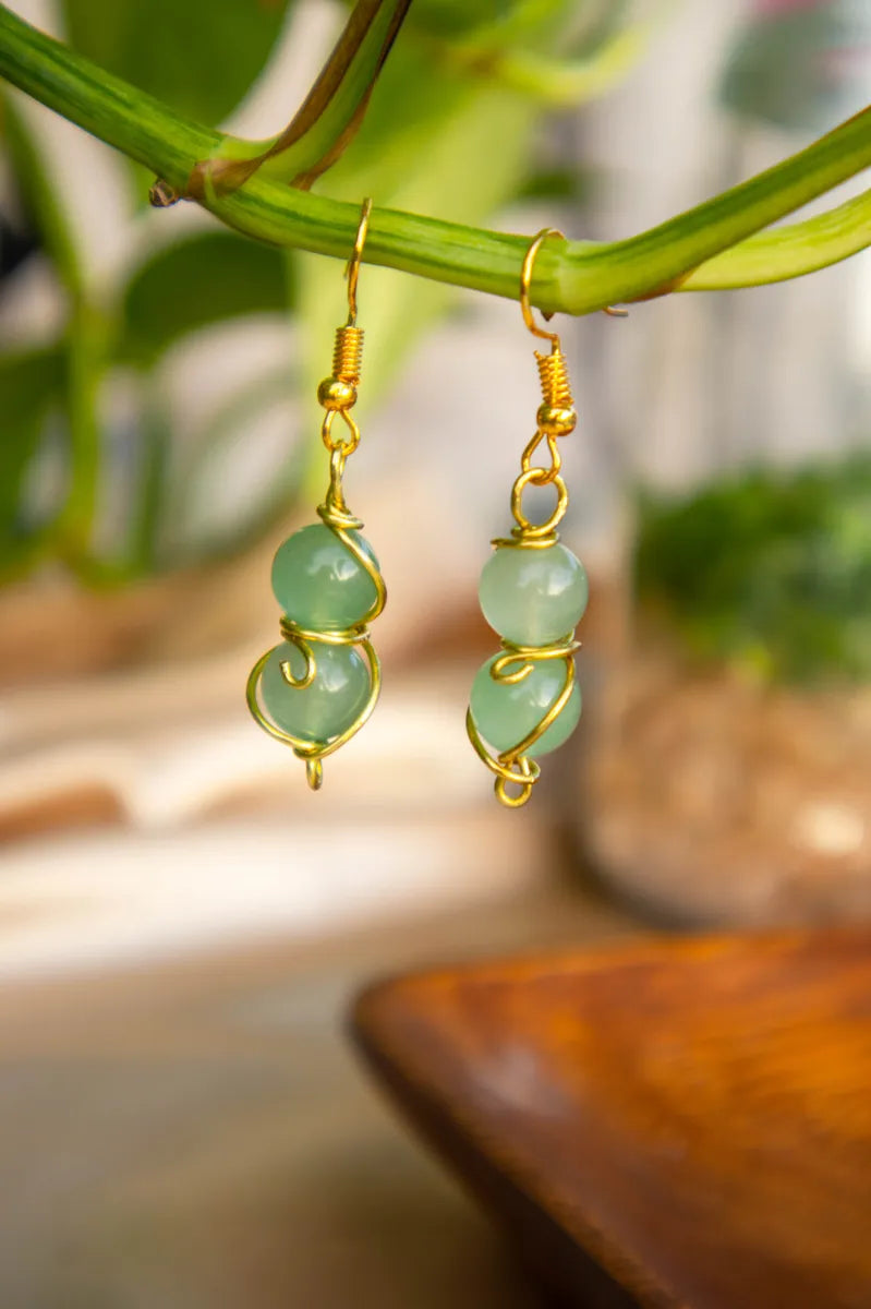 Green Jade Drop Dangles