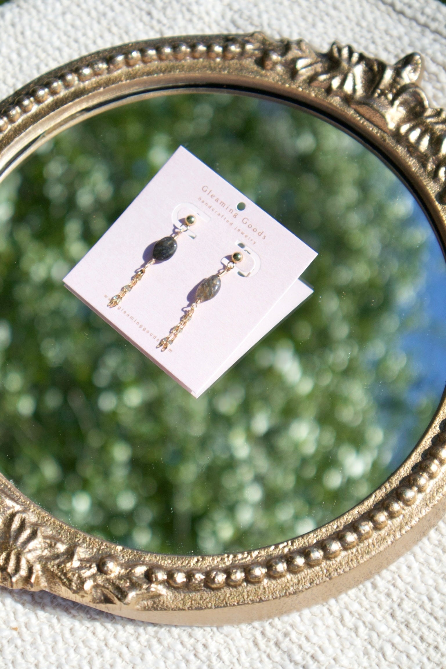 Labradorite Chain Tassel Studs Earrings