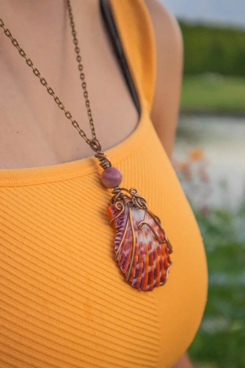 Natural Mookaite Seashell Pendant