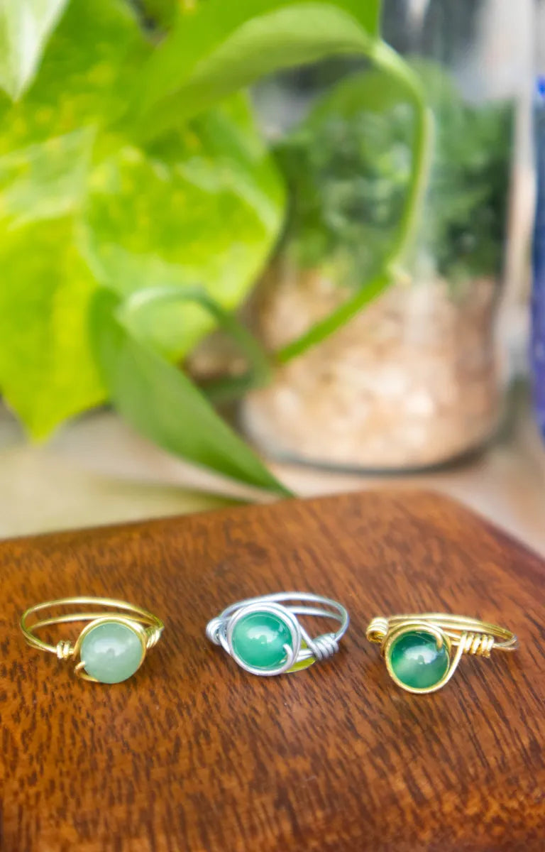 Green Jade Crystal Ring