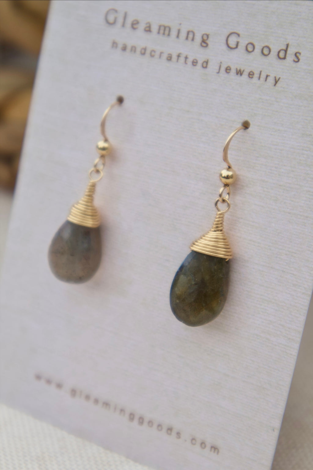 Gold Filled Faceted Labradorite Stone Earrings