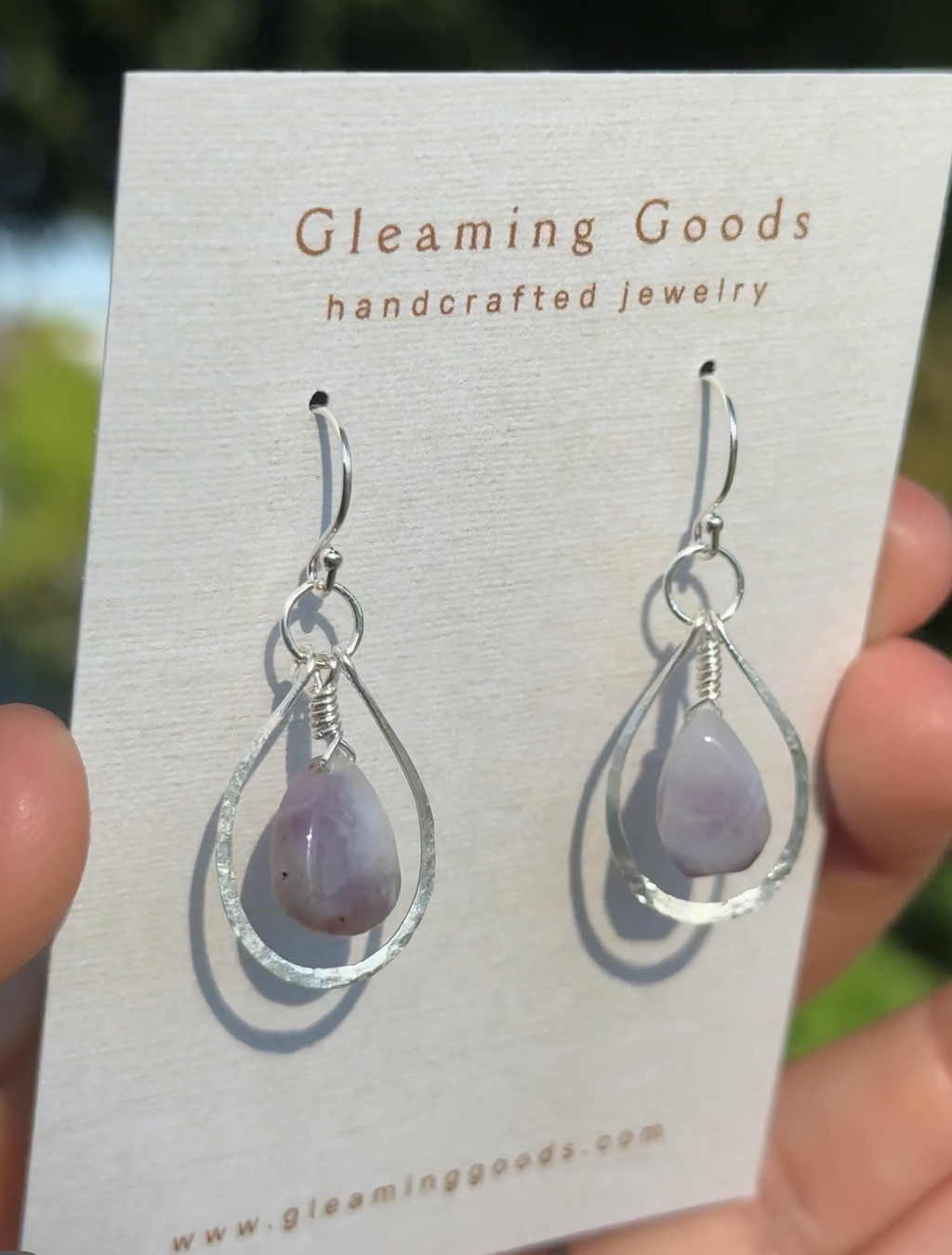 Sterling Silver Tiffany Stone Teardrop Hoops