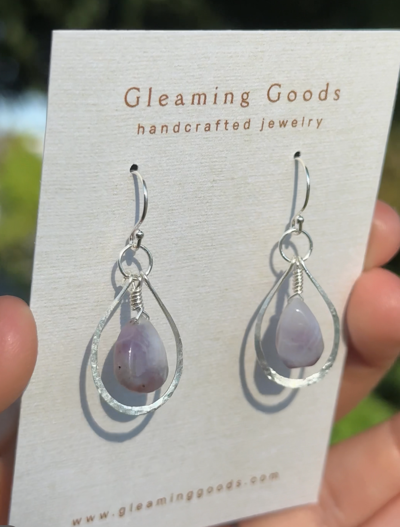 Sterling Silver Tiffany Stone Teardrop Hoops