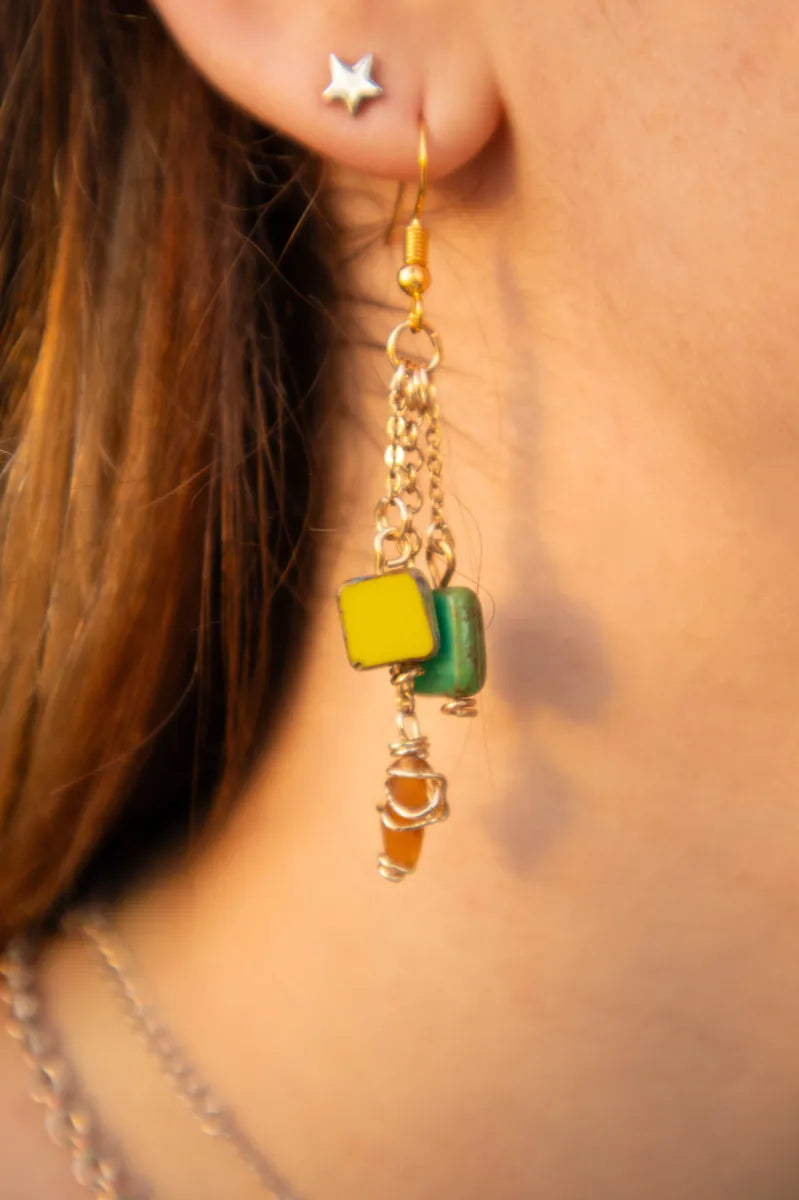 Sea Glass Chain Earrings