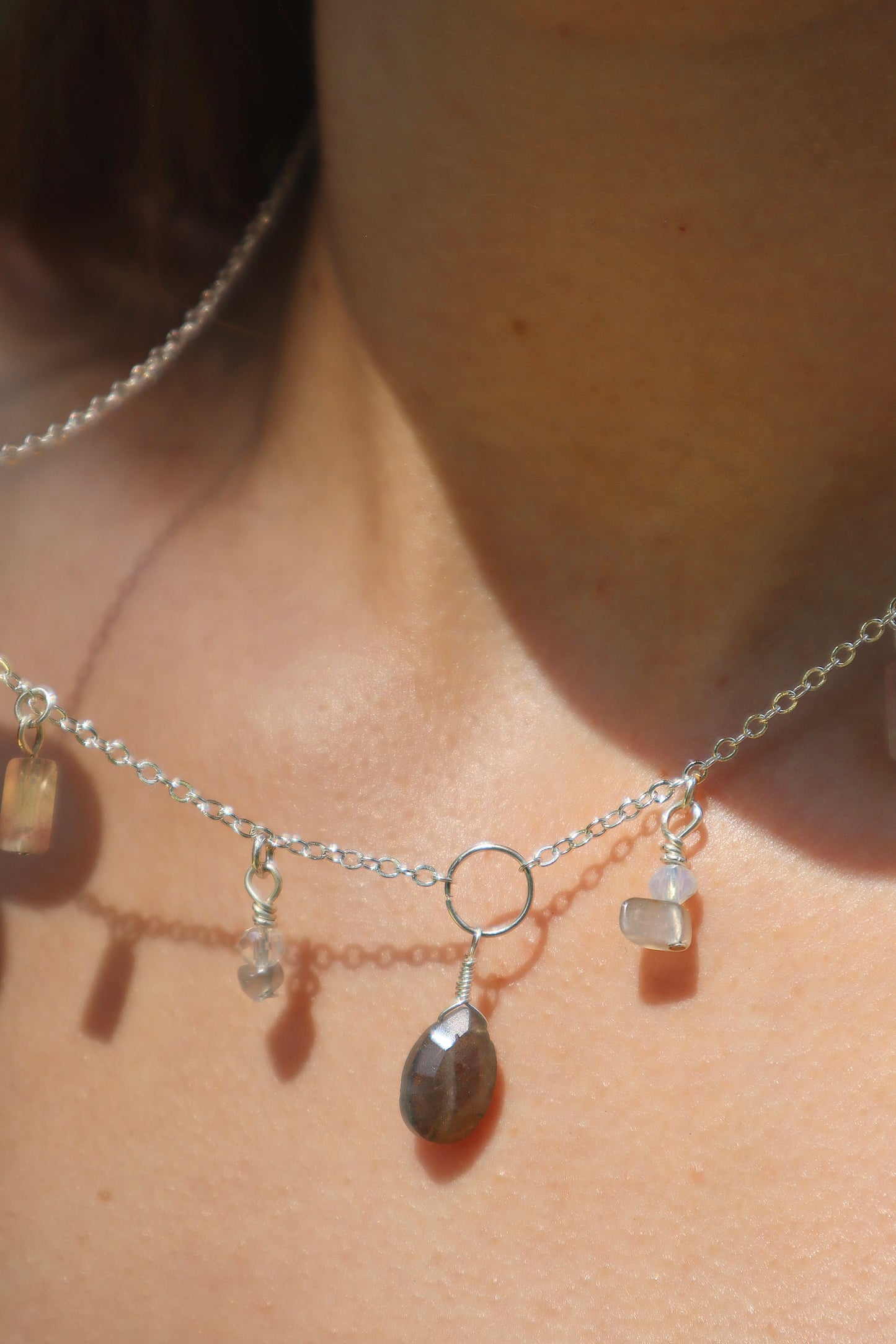 Adorned Labradorite Gem Chain Necklace