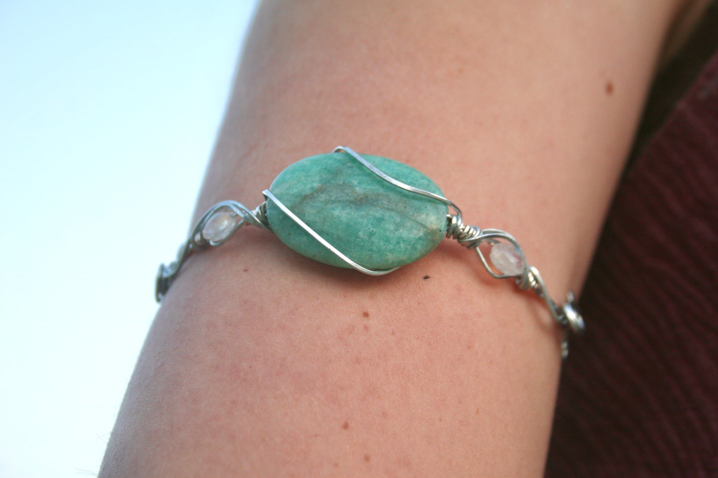 Aqua Wave Gemstone Arm Cuff