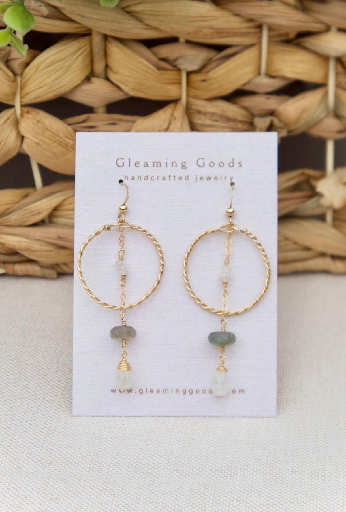 Gold Filled Quartz Labradorite Gem Hoops
