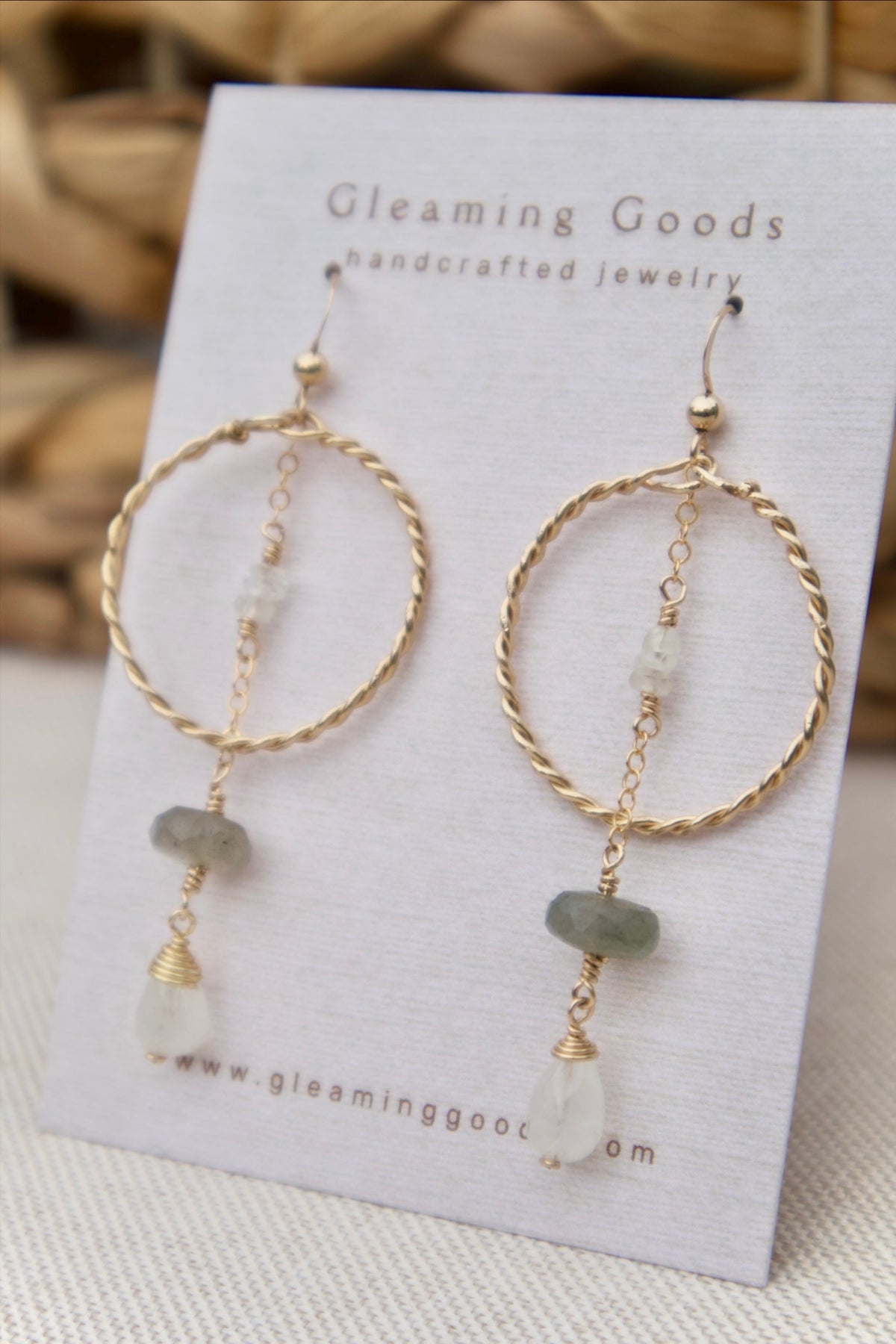Gold Filled Quartz Labradorite Gem Hoops