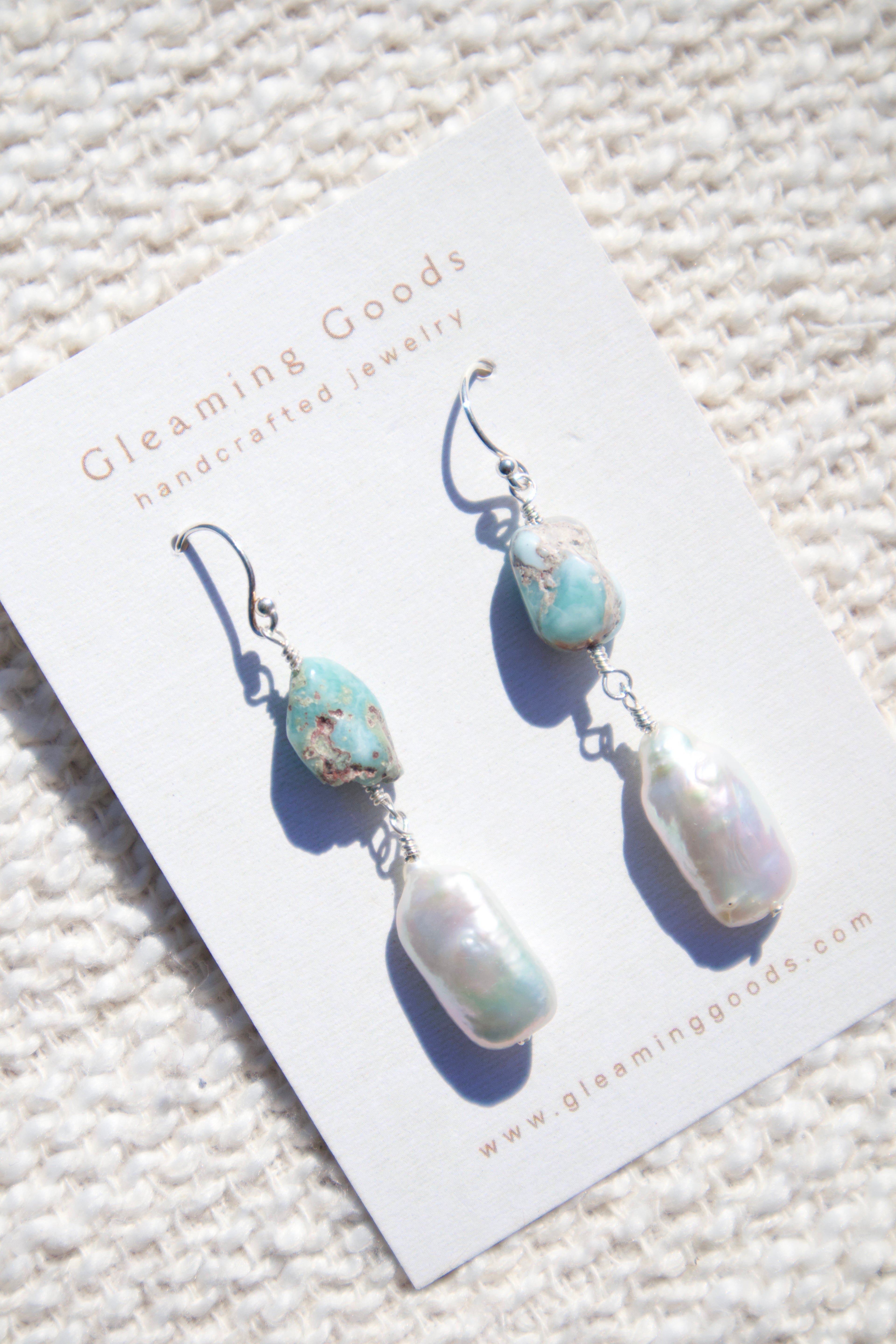 Sterling Silver Turquoise Freshwater Pearl Earrings