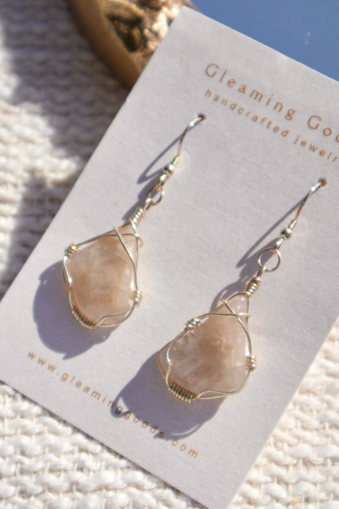 Sterling Silver Gray Moonstone wrapped earrings