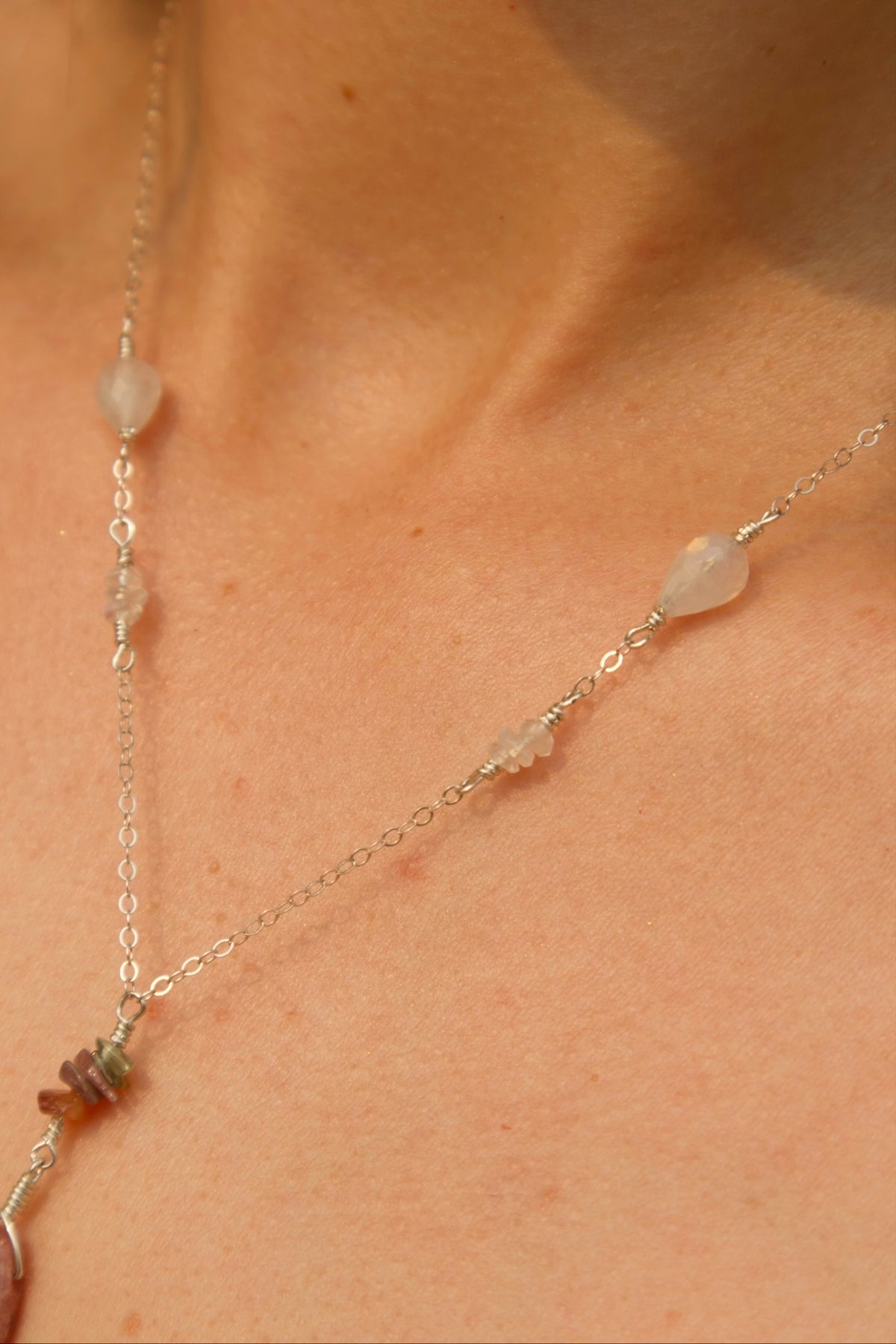 Sterling Silver Rhodonite Quartz Necklace