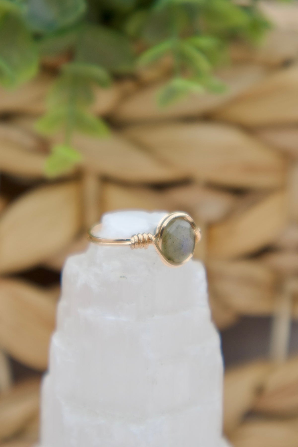 Faceted Labradorite Gemstone Ring ￼