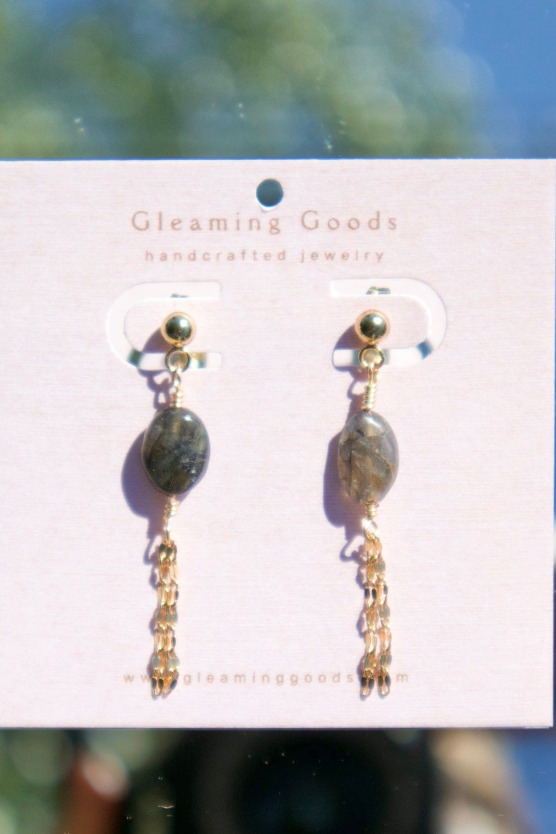 Labradorite Chain Tassel Studs Earrings