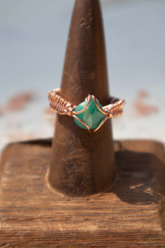 Amazonite Intricate Wrapped Ring