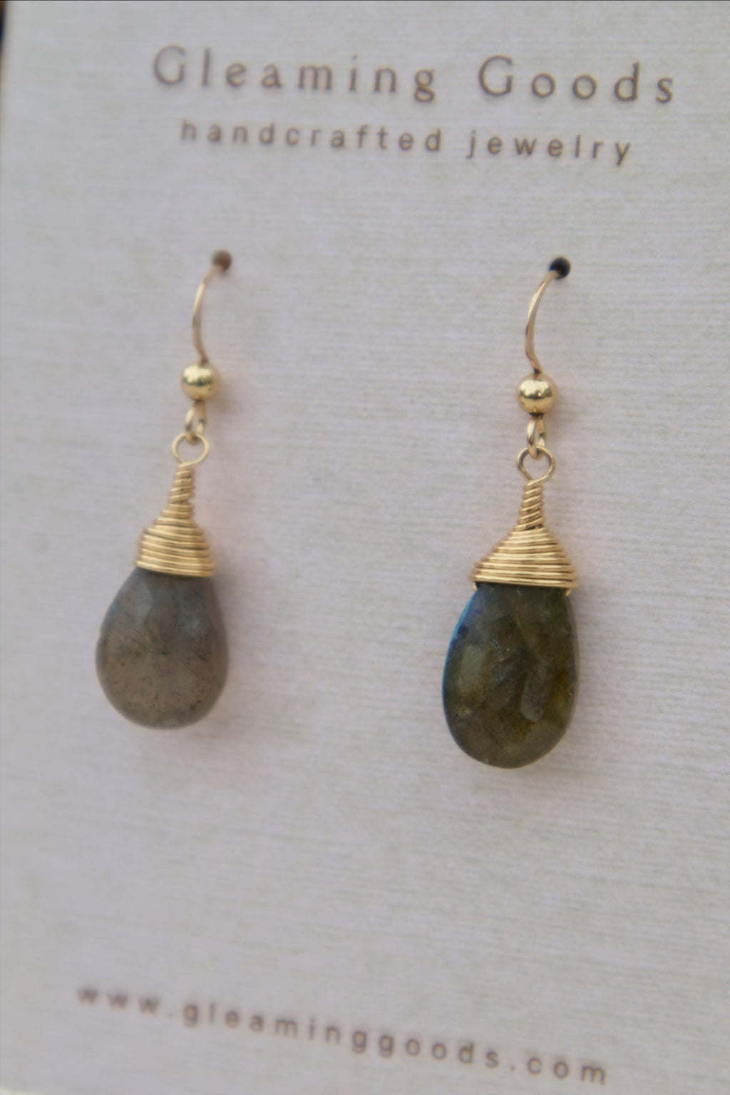 Gold Filled Faceted Labradorite Stone Earrings