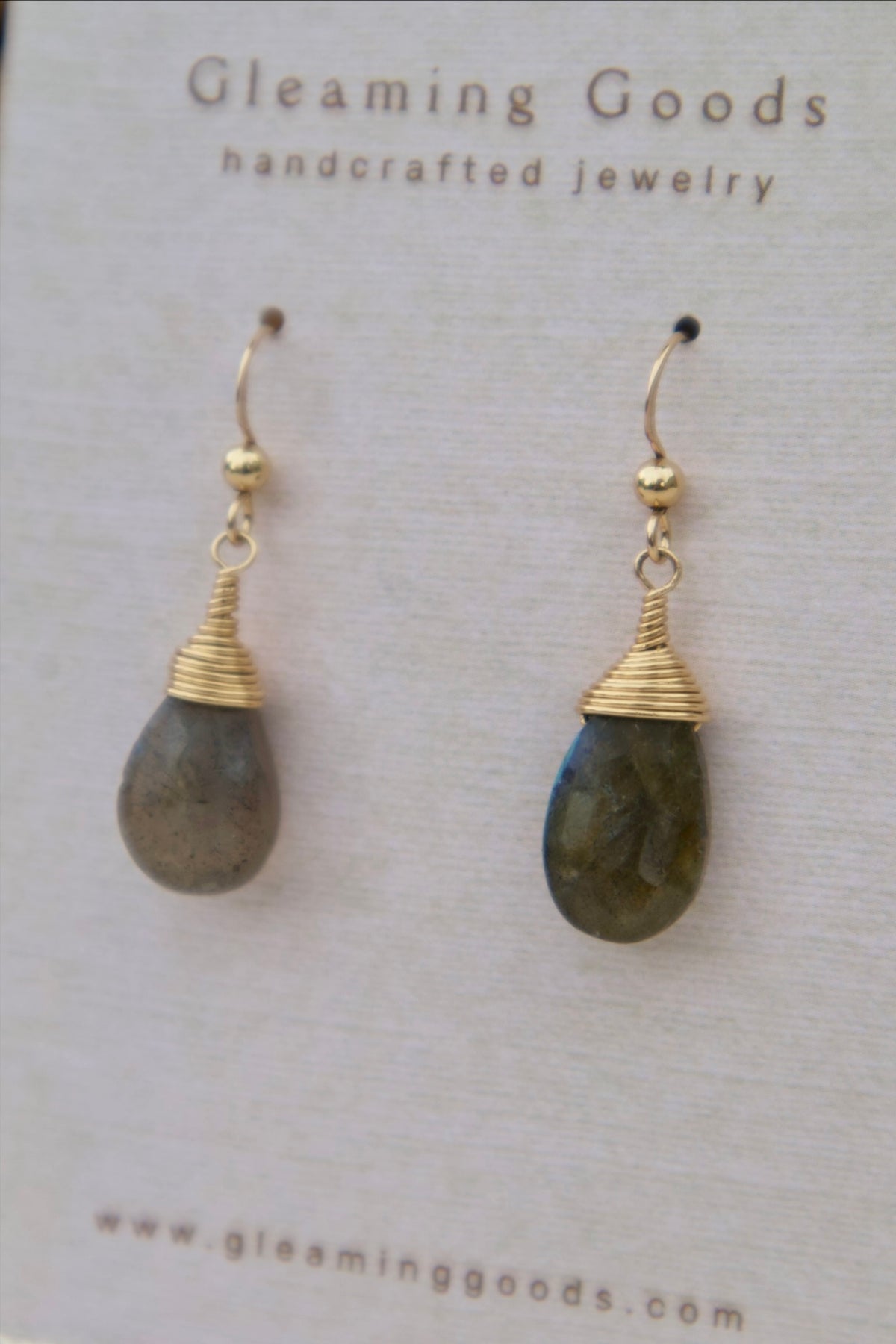Gold Filled Faceted Labradorite Stone Earrings