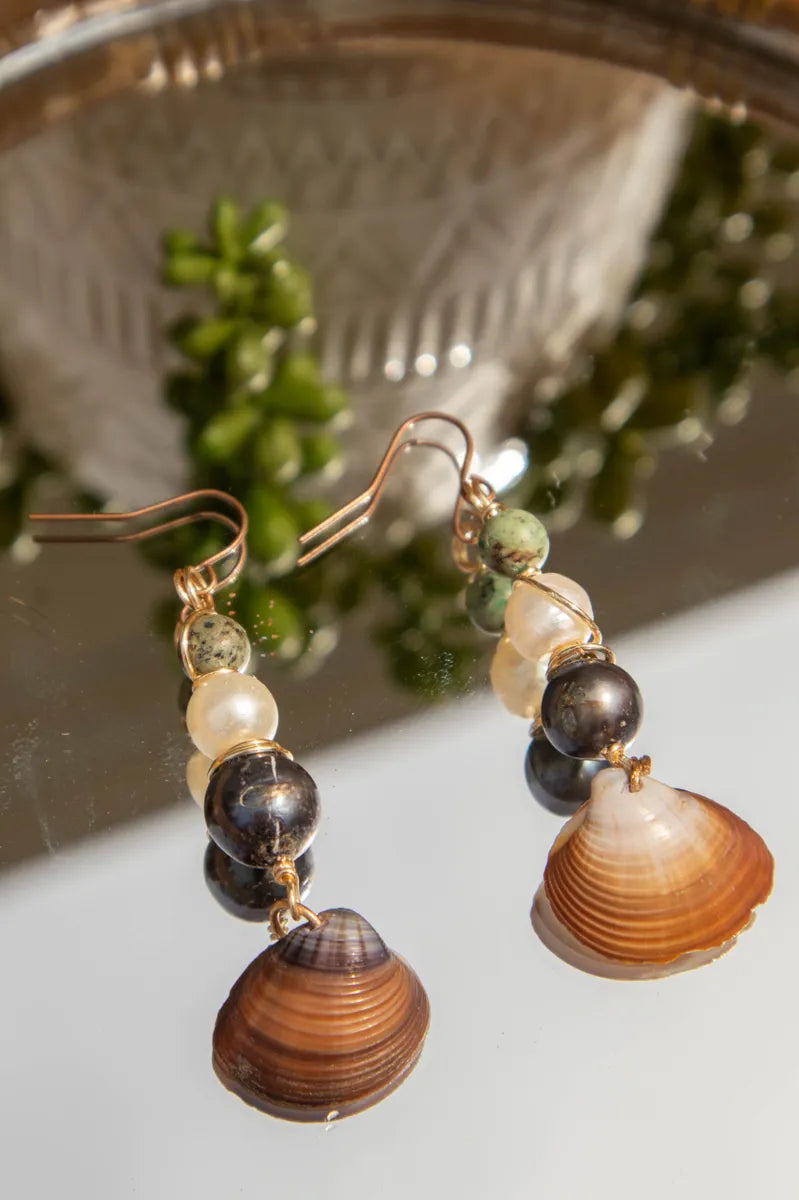 Seafoam Tide Shell Earrings