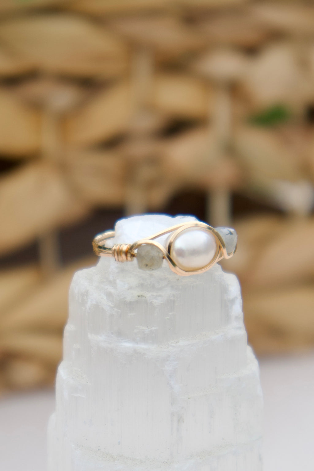Labradorite Pearl Ring