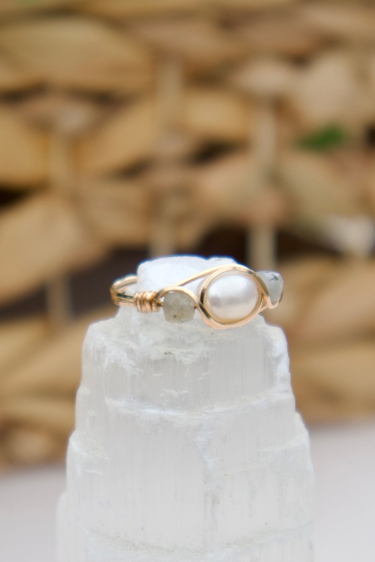 Labradorite Pearl Ring