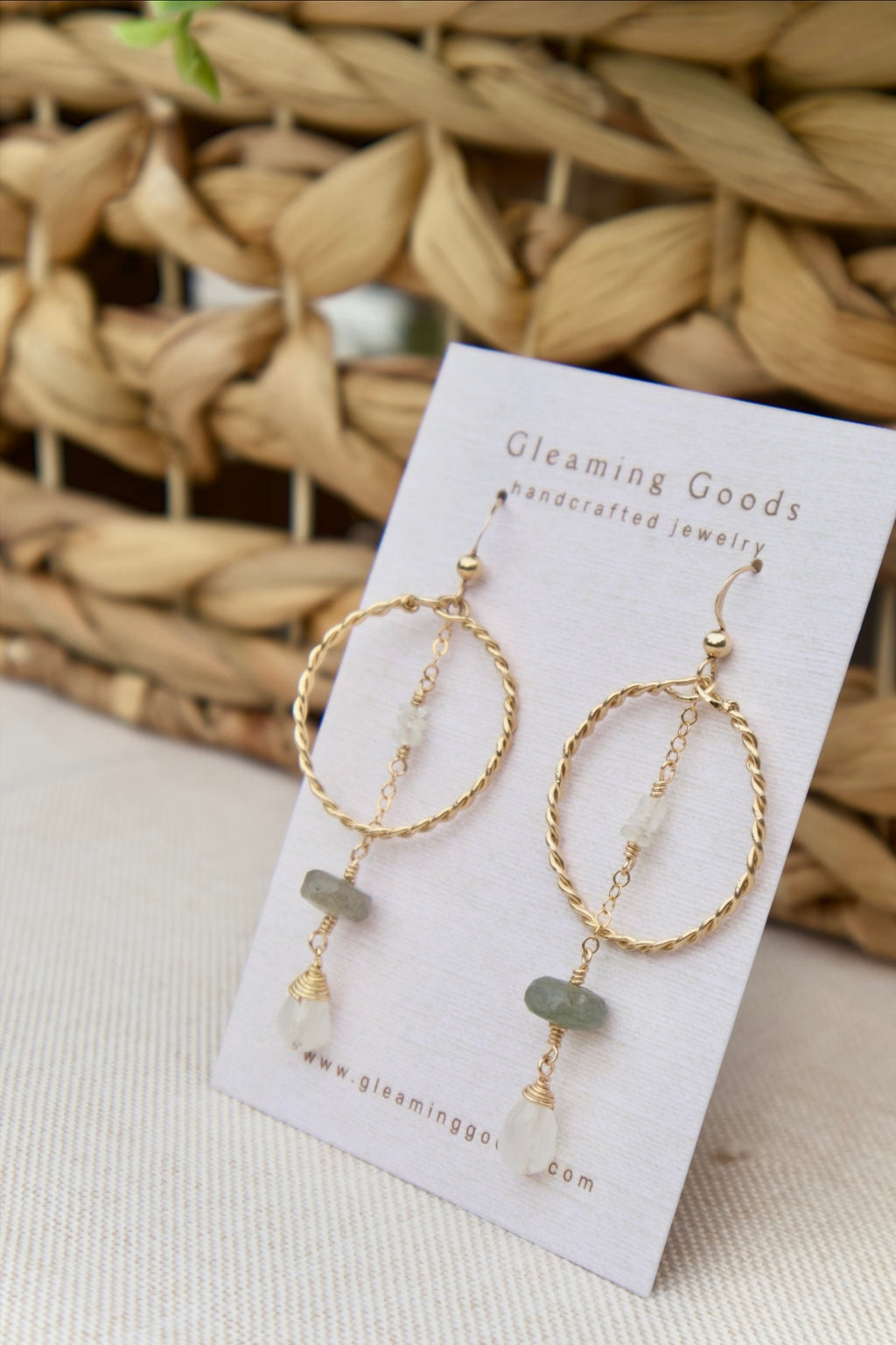 Gold Filled Quartz Labradorite Gem Hoops