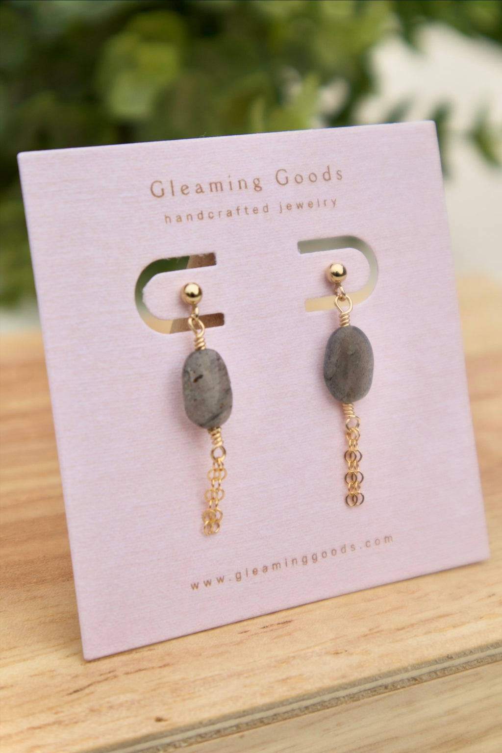 Labradorite Chain Tassel Studs Earrings