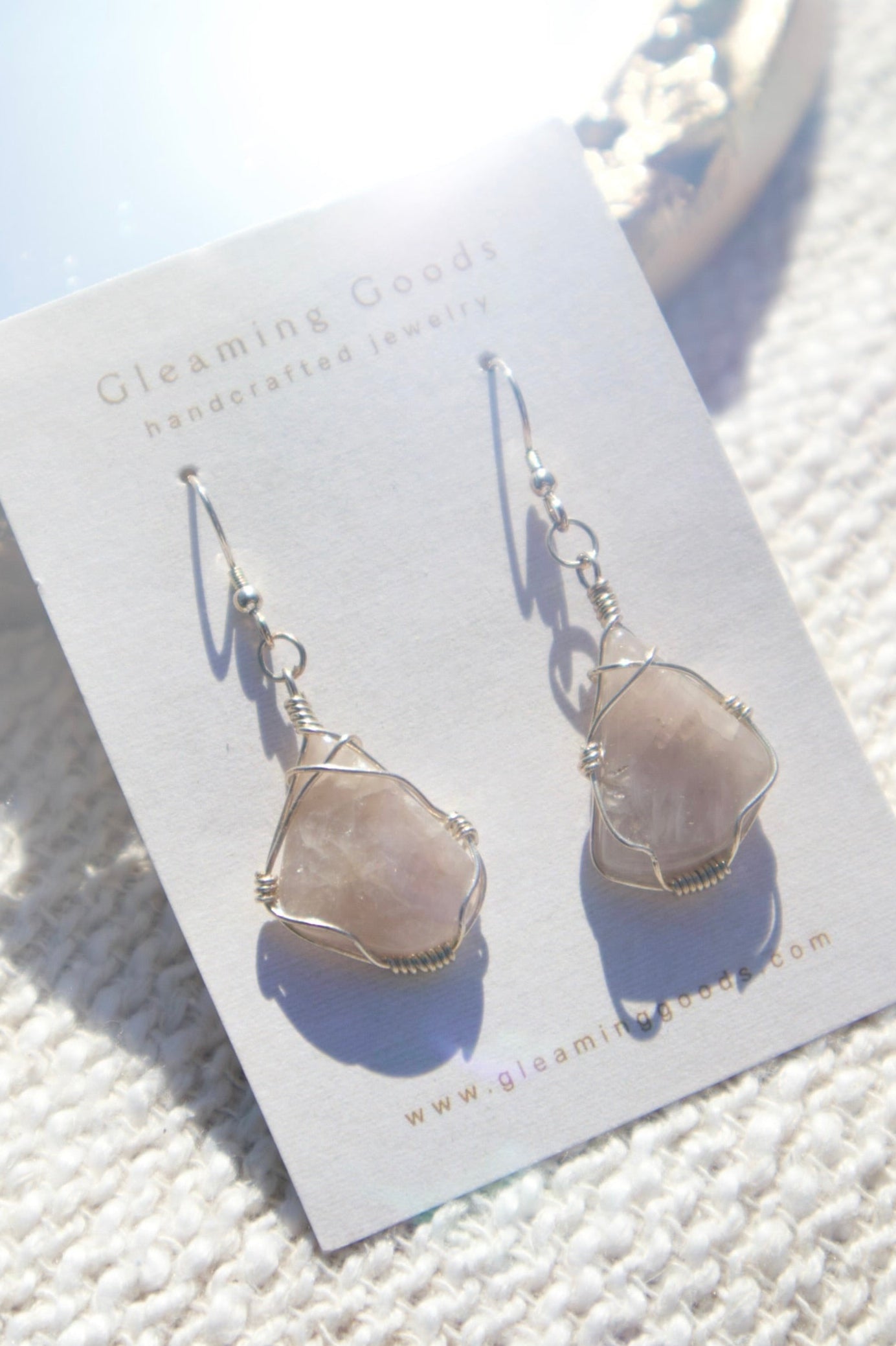 Sterling Silver Gray Moonstone wrapped earrings