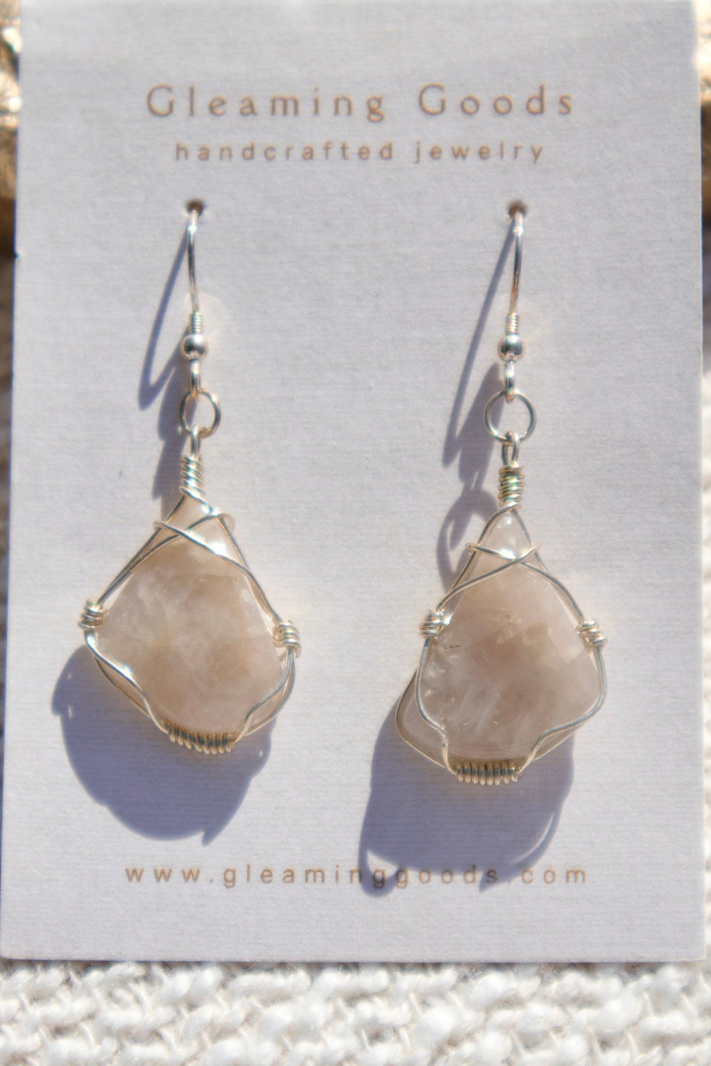 Sterling Silver Gray Moonstone wrapped earrings