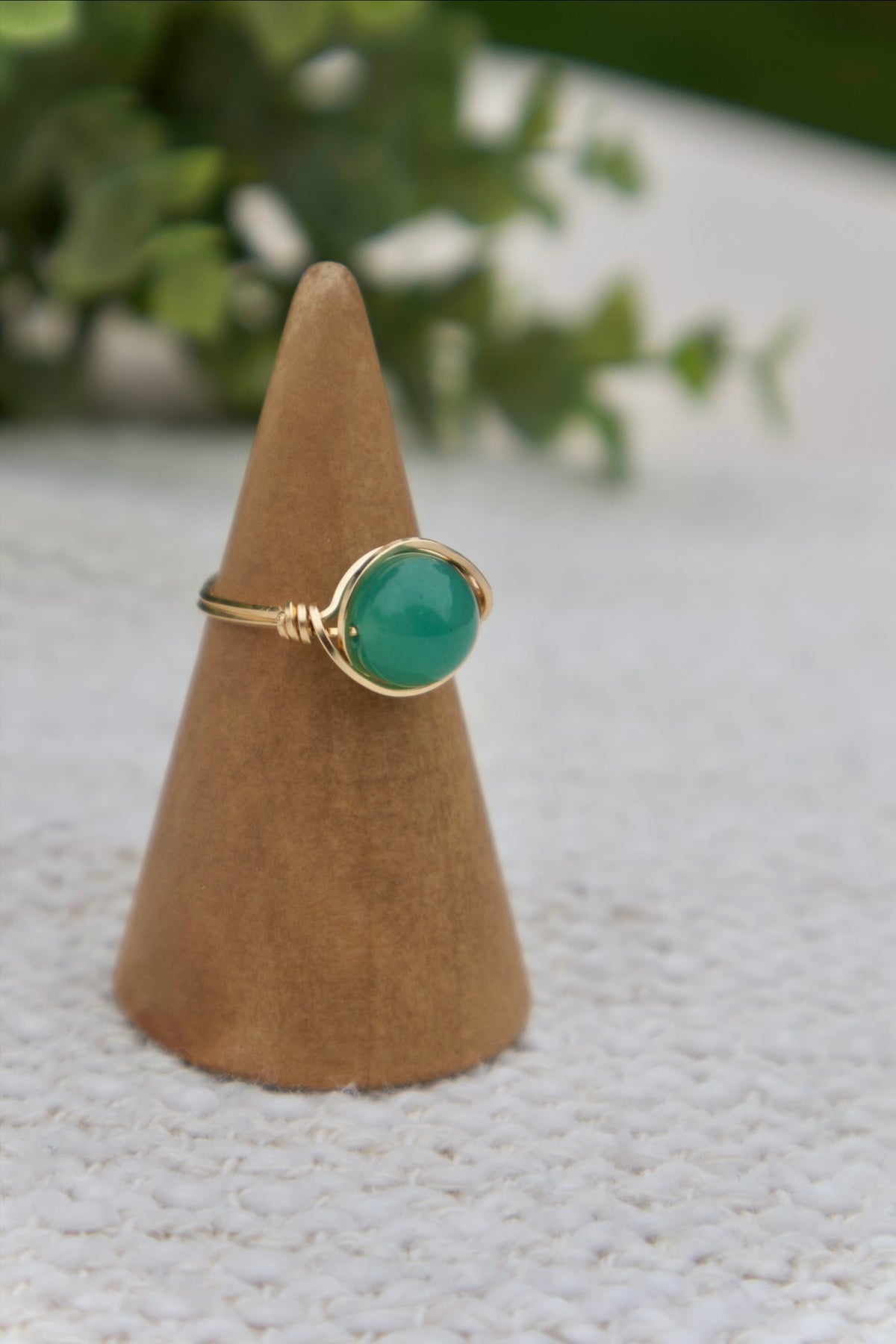 Green Jade Gemstone Ring