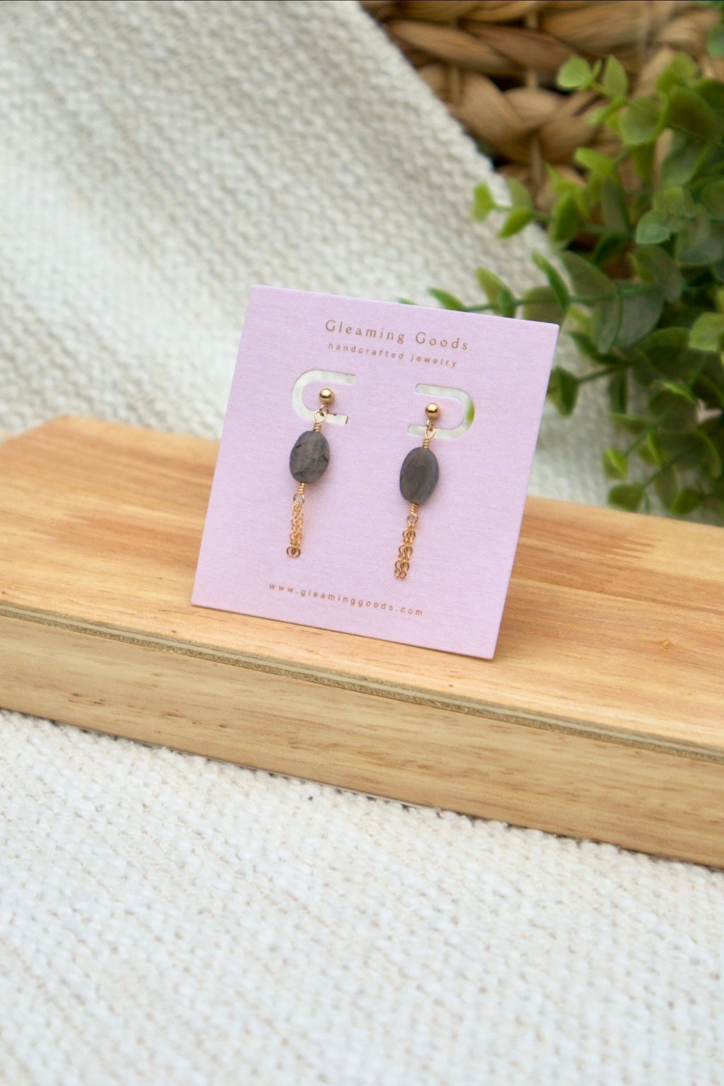 Labradorite Chain Tassel Studs Earrings