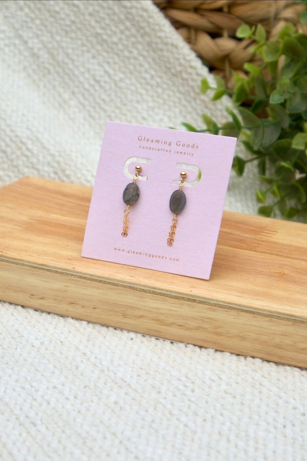 Labradorite Chain Tassel Studs Earrings