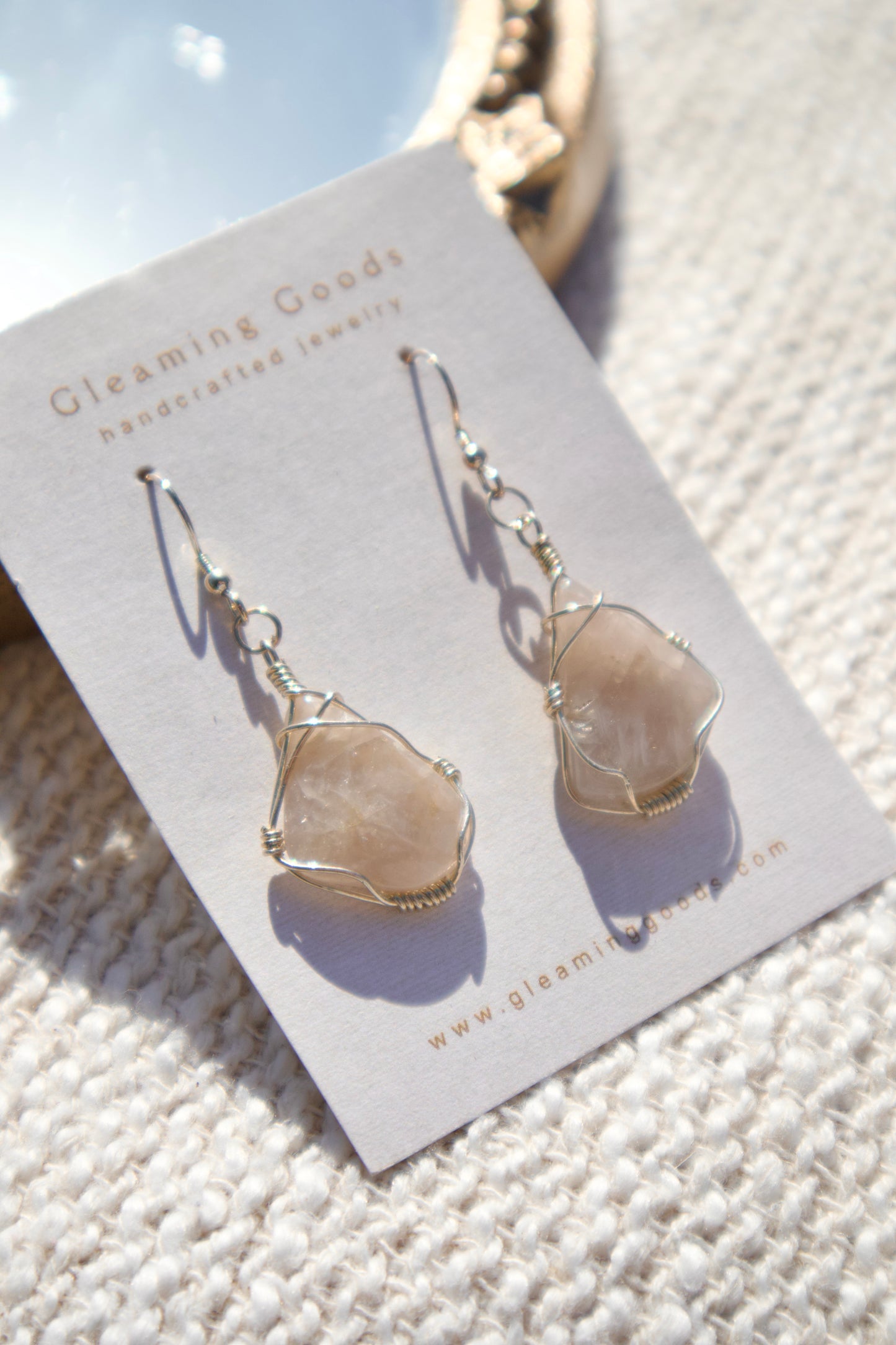 Sterling Silver Gray Moonstone wrapped earrings