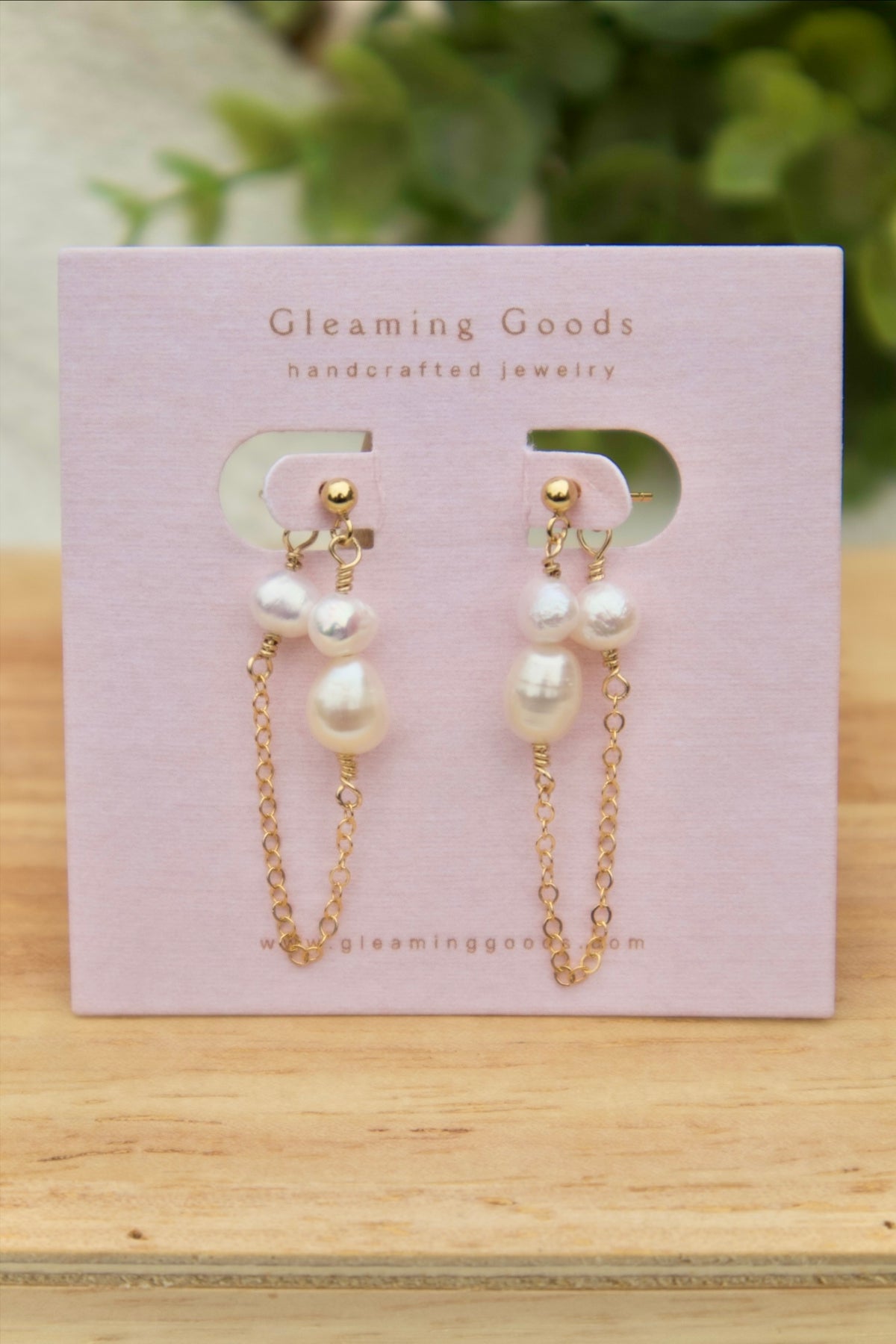 Dainty Freshwater Pearl Chain Stud Earrings