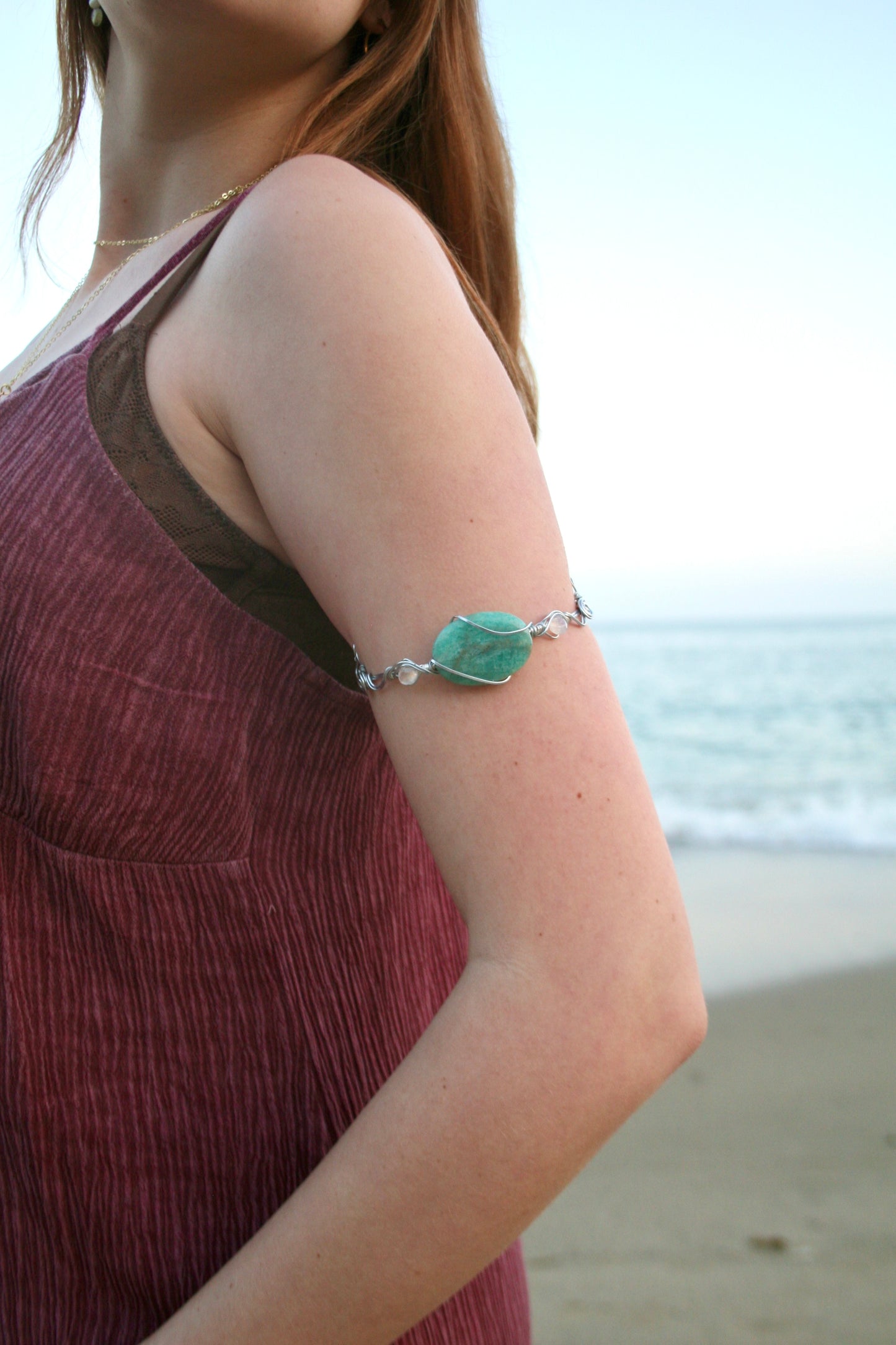 Aqua Wave Gemstone Arm Cuff