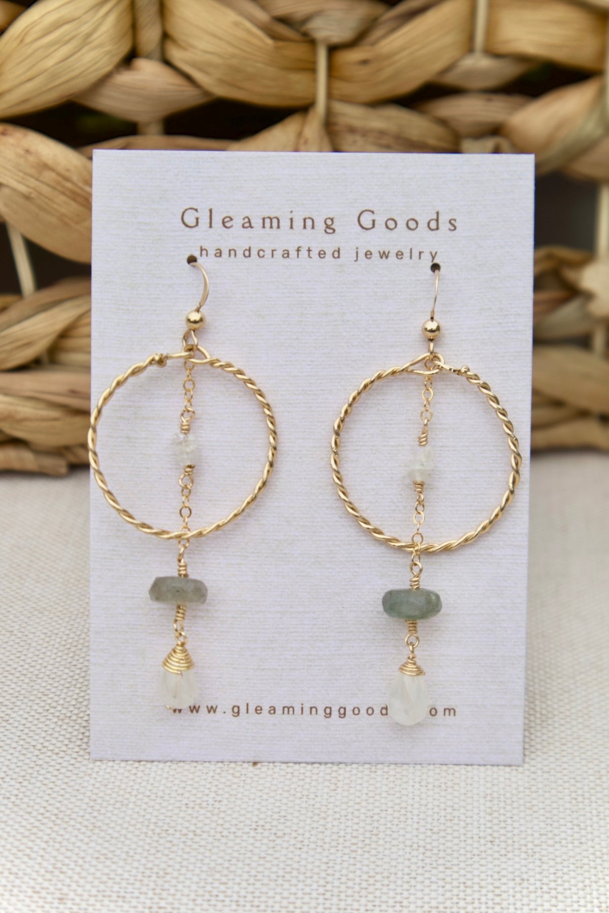 Gold Filled Quartz Labradorite Gem Hoops
