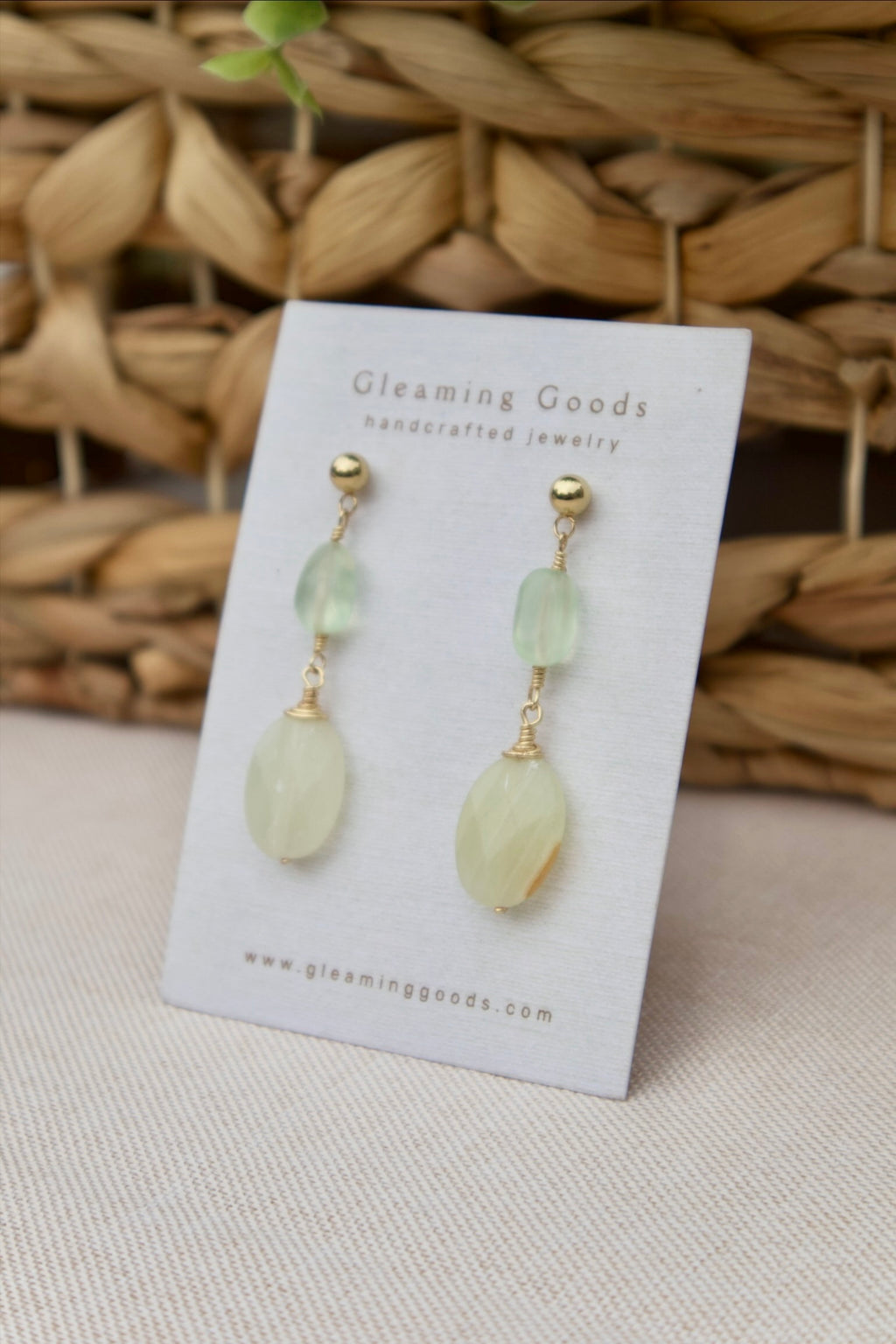 Faceted Genuine Green Jade Gemstone Stud Dangles