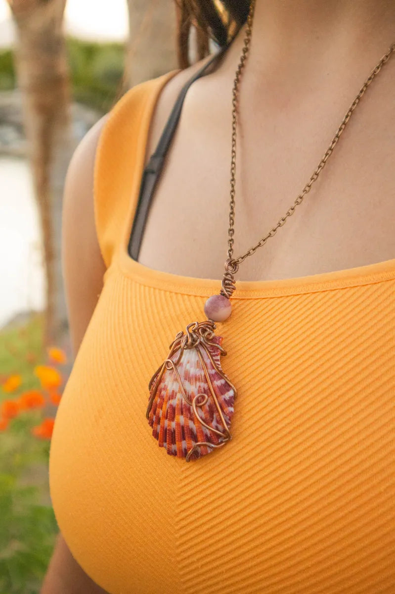 Natural Mookaite Seashell Pendant