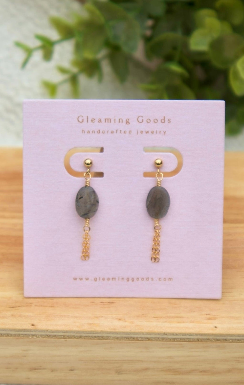 Labradorite Chain Tassel Studs Earrings