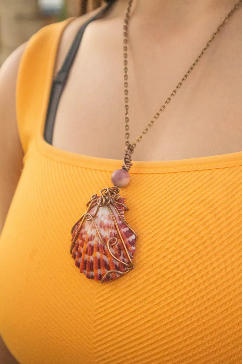 Natural Mookaite Seashell Pendant