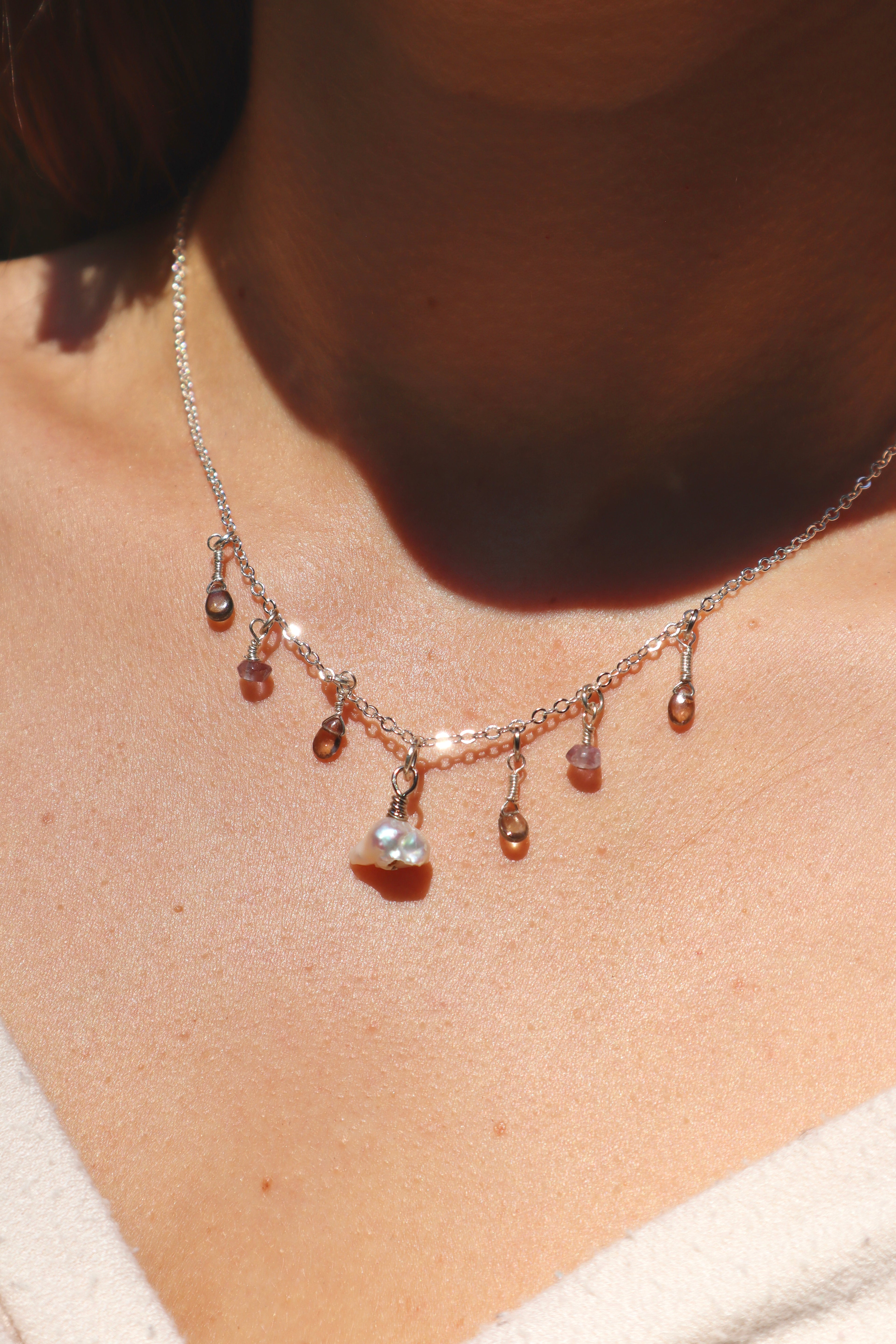 Freshwater Pearl Gem Charm Necklace