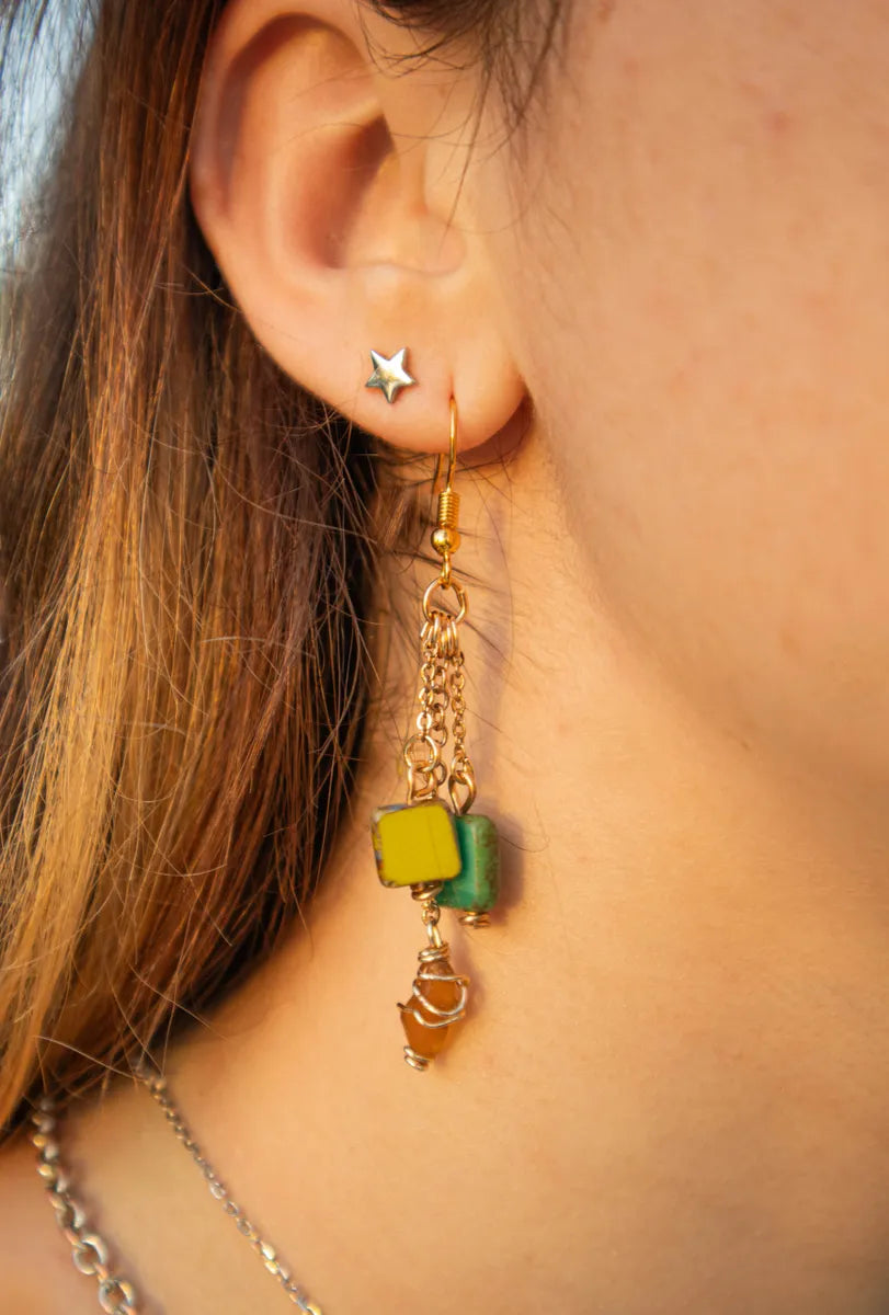 Sea Glass Chain Earrings