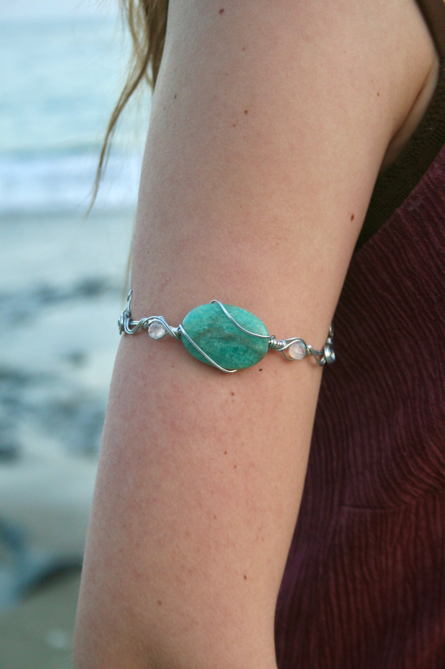 Aqua Wave Gemstone Arm Cuff