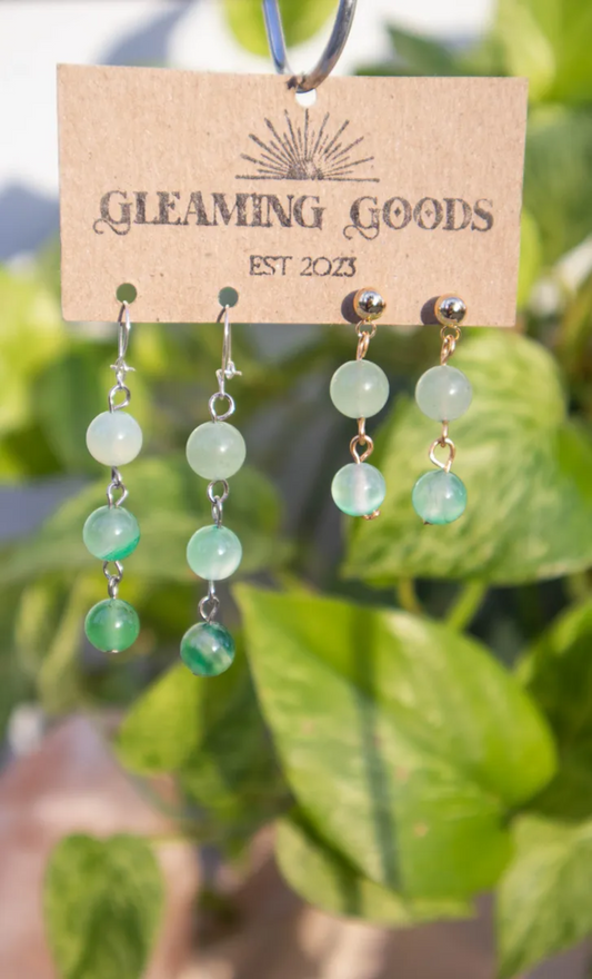 Green Jade Drop Dangle Earrings