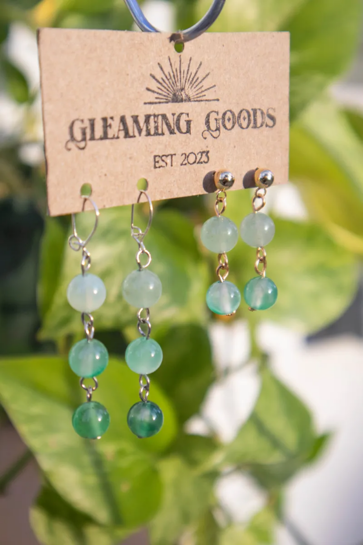 Green Jade Drop Dangle Earrings