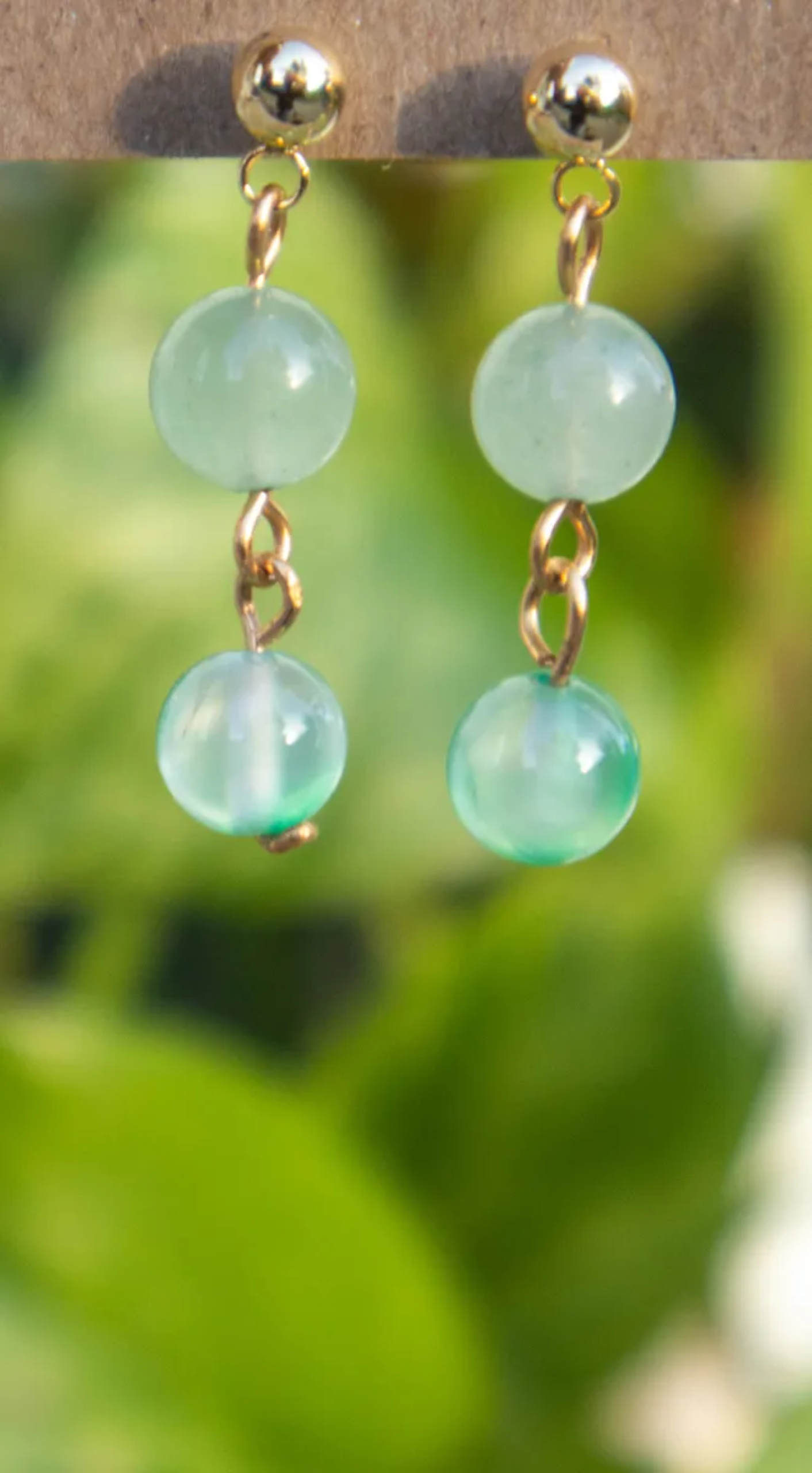 Green Jade Drop Dangle Earrings