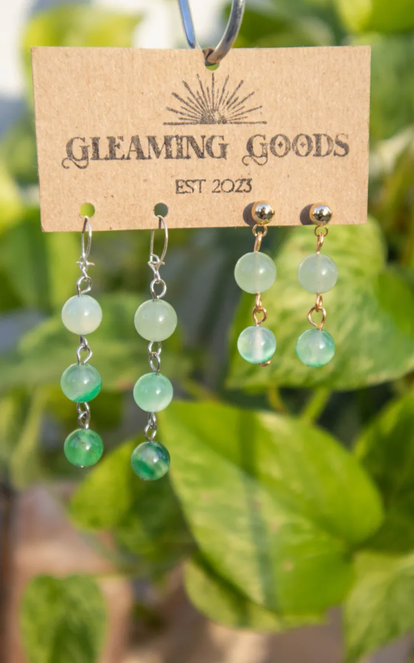 Green Jade Drop Dangle Earrings